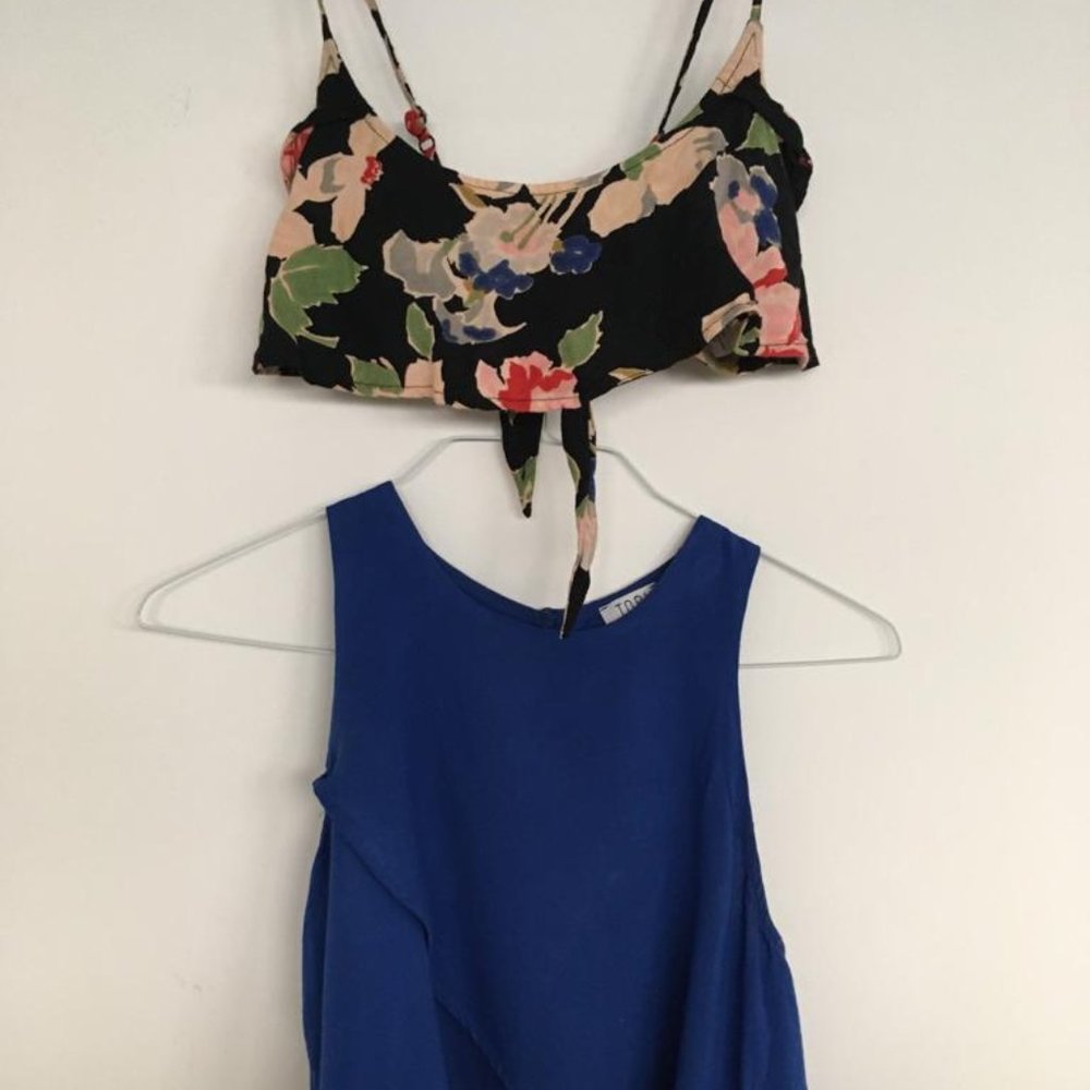 Flower Bralet and Blue Tobi Crop Tank